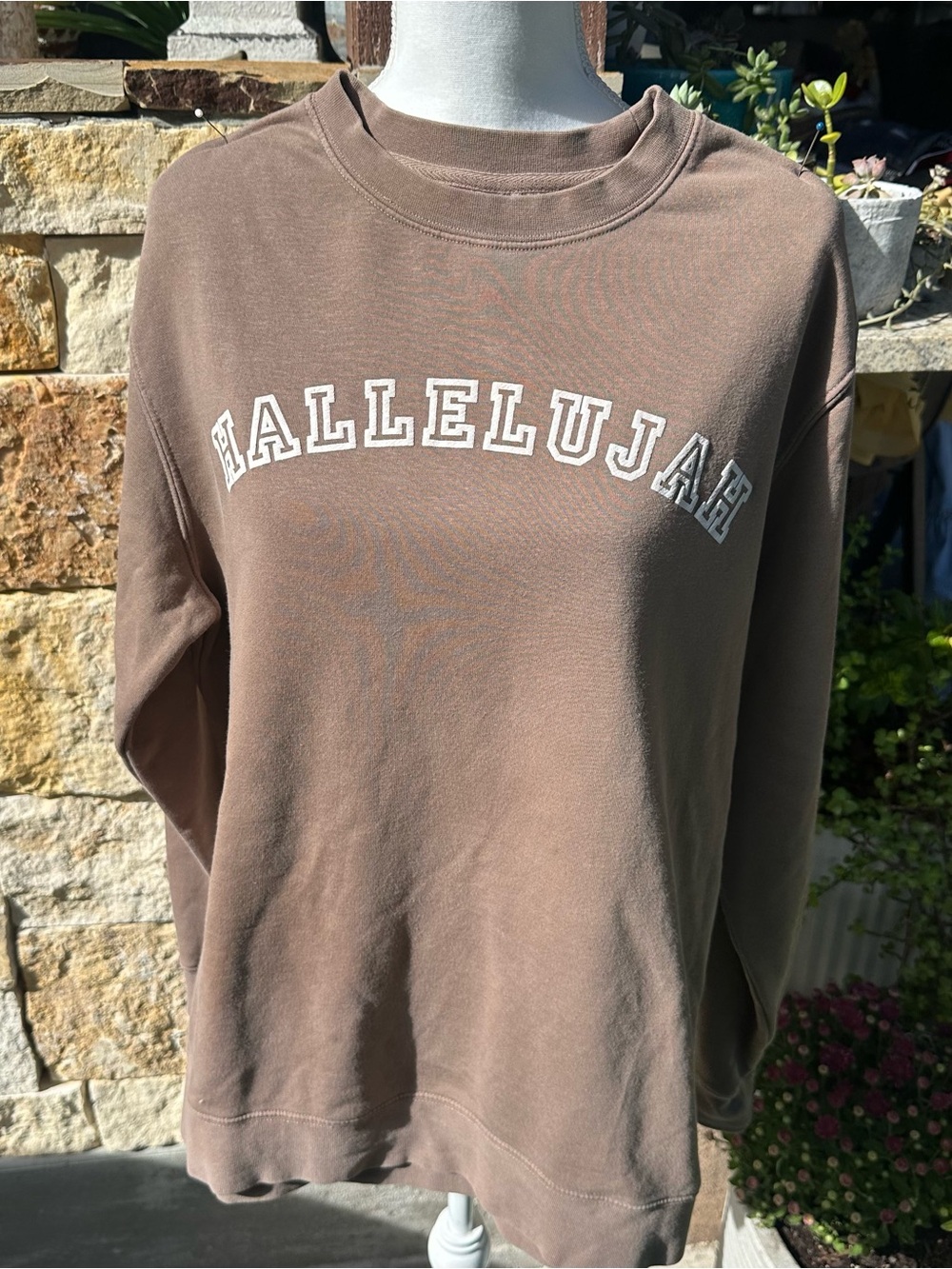 Hallelujah Graphic Crewneck Sweatshirt - Taupe